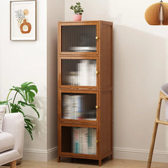 Bookcase with door, multi-layer storage rack, seam storage cabinet, living room display cabinet, bookshelf