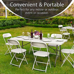 USED 4/6 Ft Plastic Folding Table - Perfect for Indoor/Outdoor Dining & Parties