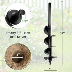 Auger Drill Bit for PlantingDesigned for HardandRocky Soil Heavy-Duty Post Hole Auger with Upgrad Dual-Sharp Blades Tip Garden