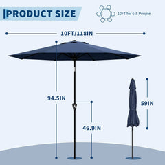10FT Patio Umbrella Outdoor Table Market Umbrella With Crank Lift & Tilt Sunshade Waterproof For Garden Yard Pool Deck