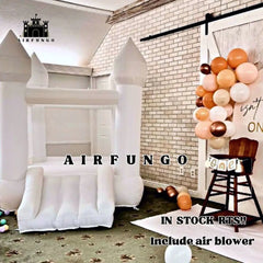 Toddlers Party 9x7x6ft Inflatable White Bounce House With Slide Oxford Bouncy Castle Include Blower (without tarp)