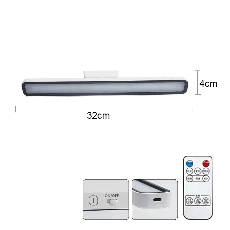 LED Desk Lamp USB Rechargeable Light Stepless Dimming Table Lamp Hanging Magnetic Bedroom Table Reading Rechargeable Night Light