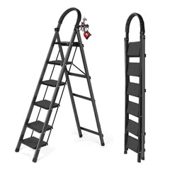 Step Ladder, Folding Step Stool, Heavy-Duty Step Ladder Stool with Handrail Wide Pedal, Anti-Slip Step Ladder with Handgrip, Mul