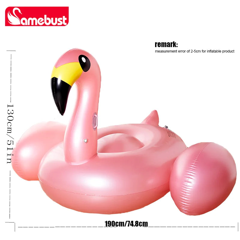 Camebust Rose Golden Inflatable Flamingo Swimming Ring for Summer Outdoor Pool Party Beach Party Decoration Floating Toy
