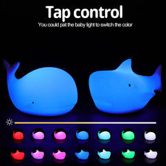 Soft Silicone Cartoon Whale Night Light For Children Room Decor USB Rechargeable Kids Bedroom Sleep Lamp Dropshipping