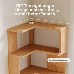 Solid wood corner bookshelf Floor rack Multi-layer corner cabinet Storage storage