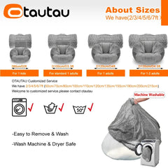OTAUTAU Adults  Children Fluffy Faux Fur Bean Bag Pouf Cover without Filler Beanbag Puff Salon Ottoman Corner Seat Sac DD003