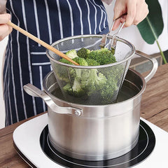 French Chip Frying Strainer Basket Stainless Steel Deep Fry Basket Kitchen Round Fryer Wire Mesh With Handle Wire Colander Nets