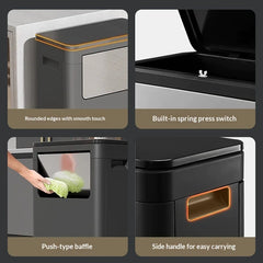 Touchless Motion Sensor Trash Can Dual Lid Hands Free Kitchen Large Capacity Outdoor Commercial Garbage Bin Lixeira Banheiro