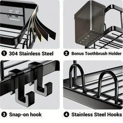 No Drilling Stainless Steel Triangle Double Layer Shelf for Bathroom Balcony Kitchen Corner Storage Space Saving Durable Design