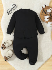 Autumn Infant Baby Boy Rompers Cotton Gentleman Footed Romper Prince Costume Infant Jumpsuits Boys Formal Clothes  For 0-12M