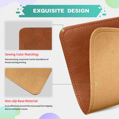 2pack Leather Mouse Pad with Stitched Edge for Laptop Computer PC Personality Desings Office Mouse Mat Pad 20X25CM