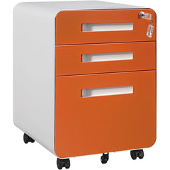 Lockable Secure 3-Drawer Metal File Cabinet Mobile Under Desk Storage on 5 Wheels, Anti-Tilt, for Home Office Organization