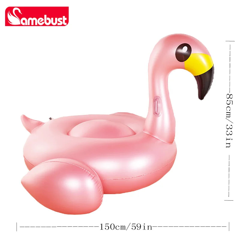 Camebust Inflatable Rose Gold Flamingo Rider, Outdoor Villa Pool Party Floating Toys, for Beach Party Decoration