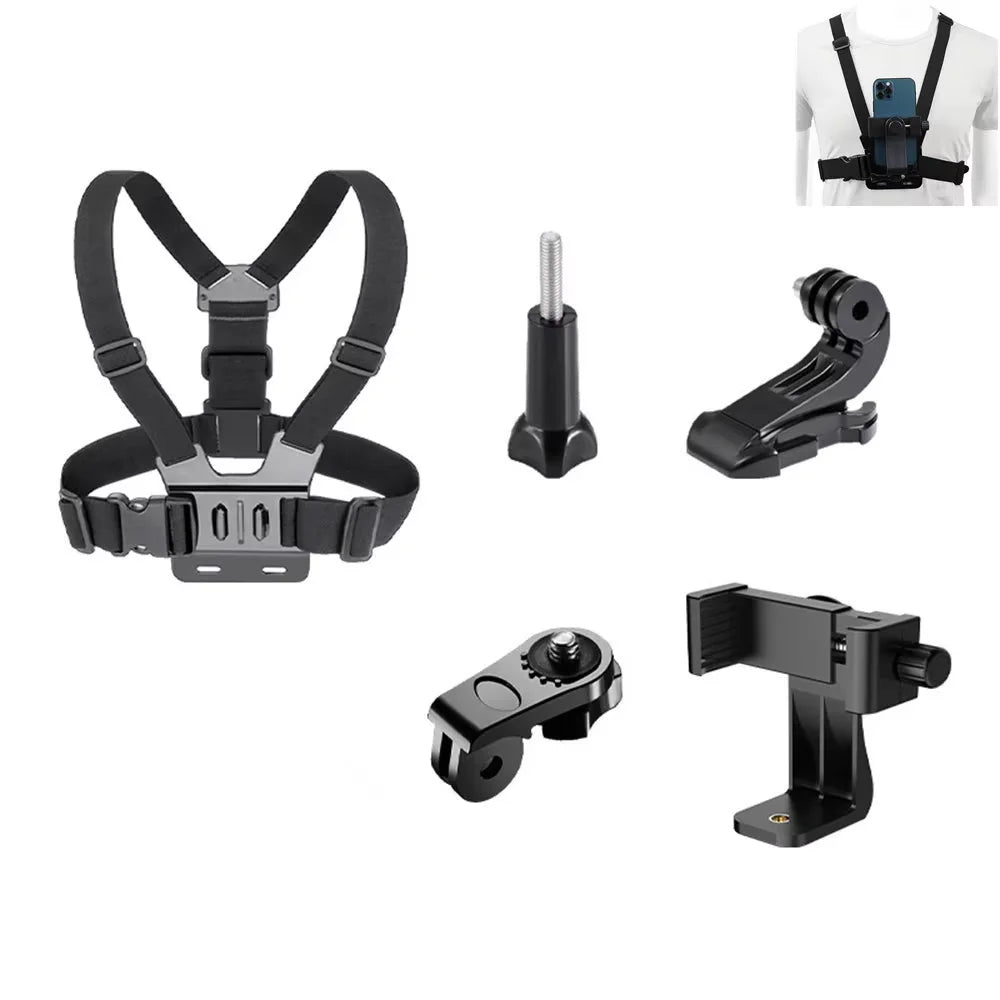 Camera Phone Chest Mount Laptop Harness Phone Holder Strap Clip POV Holder for iPhone 17 16 Android Gopro 12 Camera Smartphone Photography Kits