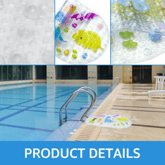 Kids Cartoon Non Slip Bathroom Mat PVC Baby Bath Mat with Suction Cup 69x39cm Oval Baby Bathroom Shower Mat for Household Bath