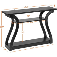 Console Table, Entryway Table with 3 Tier Storage Shelves, Narrow Long Sofa Table for Entryway, Living Room, Hallway, Couch