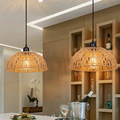 Newest hemp rope woven pendant lamp pastoral restaurant tea room inn bar bedroom rattan indoor chandelier lighting  AC95-260V