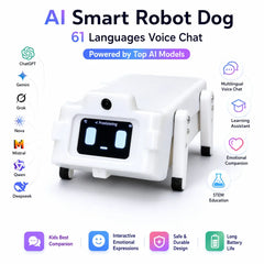 CLOUDRAKER Tuya Smart AI Robot Dog, 61+ Languages, 12+ Actions & Emojis, Voice Interactive Educational Toy for Kids