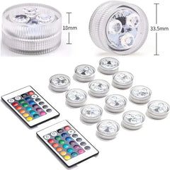 Submersible LED Light with Remote Pool Lights for Party Event Waterproof Tea Lamp for Vase Fishtank Wedding Halloween Christmas