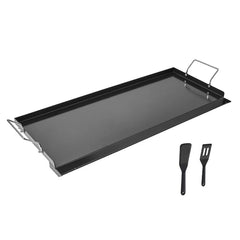 Carbon Steel Griddle 32x14 inch Universal Flat Top Rectangular Plate for Gas Grill BBQ Teppanyaki Portable Cooking with Handle