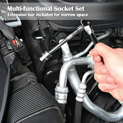 46pc Drive Socket Set 1/4 inch Ratchet Wrench Set Mechanic Tool Kits for Auto Repair Hous with Sockets Metric Hex Bit Socket Set
