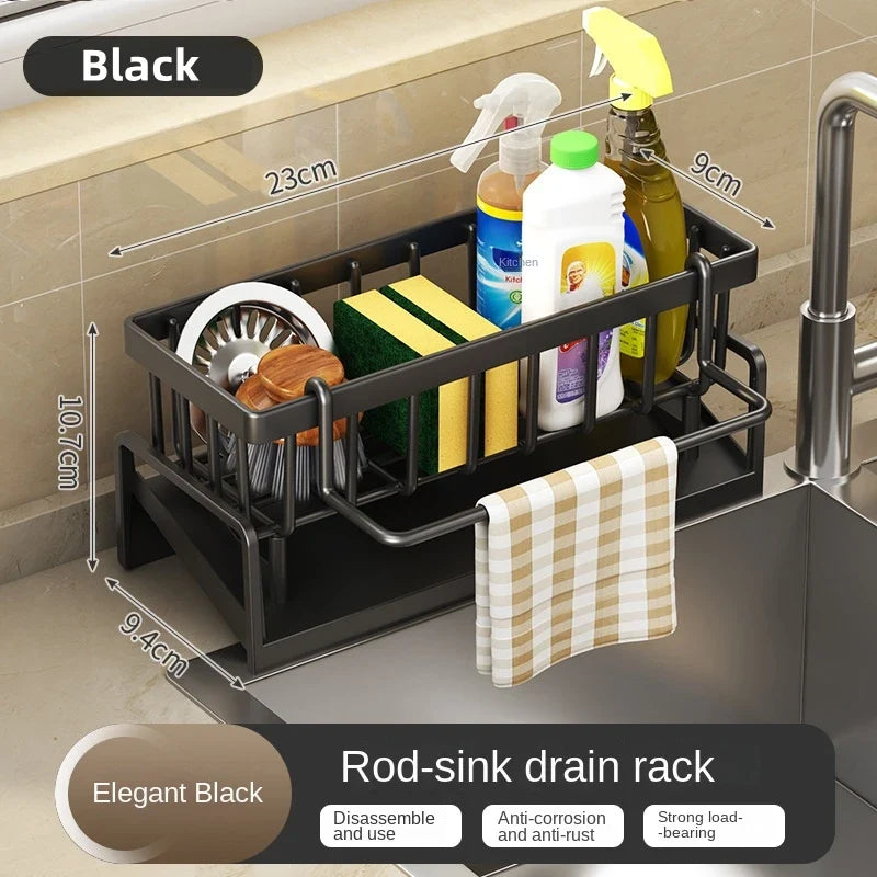 Kitchen Shelf Rag Storage Drainage Shelf No-Punch Storage Rack Home Spice Rack Sink Tap Sink Drainage Rack Kitchen Accessories