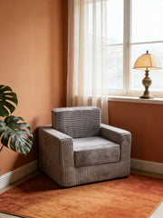 Plush Jumbo Corduroy All-Foam Armchair - Oversized Single Sofa, No-Legs Floor Chair for Cozy Home Decor