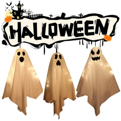 1/3PCS Spooky Ghost Halloween Decoration Waterproof Halloween LED Fabric Hanging Ghost Light for Lawn Garden Home Party Decor