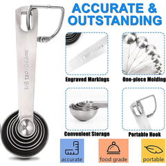 6Pcs Measuring Spoons Set Stainless Steel Measuring Spoons Cups Set Kitchen Gadgets Tablespoon and Teaspoon For Cooking Baking
