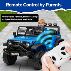 12V Kids Electric Ride on Truck Car w/Parent Remote Control 3 Speeds 5MPH Spring Suspension, LED Lights, Music, Salfty Belts