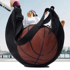 Single Ball Bag with Zipper Pocket Mesh Ball Storage Bag Sport Equipment Drawstring Sling Storage Net Carrying Basketball