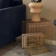 Modern Scandinavian Metal Coffee Table Living Room Furniture Sleek  Side Table Minimalist Storage for Magazines and Books