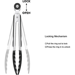 9 12 inch Kitchen Tongs For Cooking with Silicone Tips Heat Resistant Locking Cooking Tongs Non-Stick Food Tongs YY211