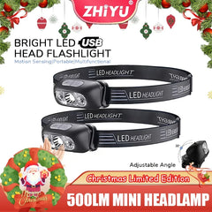 500 Lumen USB Rechargeable Headlamp Motion Sensor Bright LED Running Fishing Flash Head lamp Headlight Infrared Sensor Light