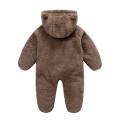 Pudcoco Infant Baby Jumpsuit Long Sleeve Hooded Zipper Closure Winter Romper Clothes for Boys Girls 0-12M
