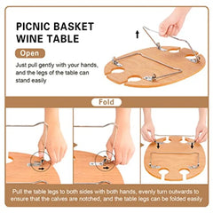Picnic Basket for 4 Insulated Wicker Hamper with Folding Table Willow Picnic Baskets Set with Large Insulated Cooler Bag for Ca