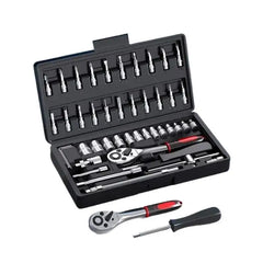 46Pcs Auto Repair Combination Ratchet Wrench Toolbox Family Tools Auto Maintenance Vehicle-mounted Socket Repair Set Tools