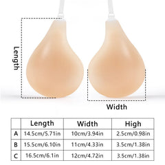 Spoon shaped lifting bra with shoulder straps for anti sagging, invisible and seamless gathering, silicone chest patch