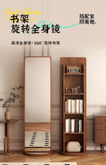 Rotating dressing mirror full body floor mirror home magazine bookshelf rotating storage rack vertical fitting mirror