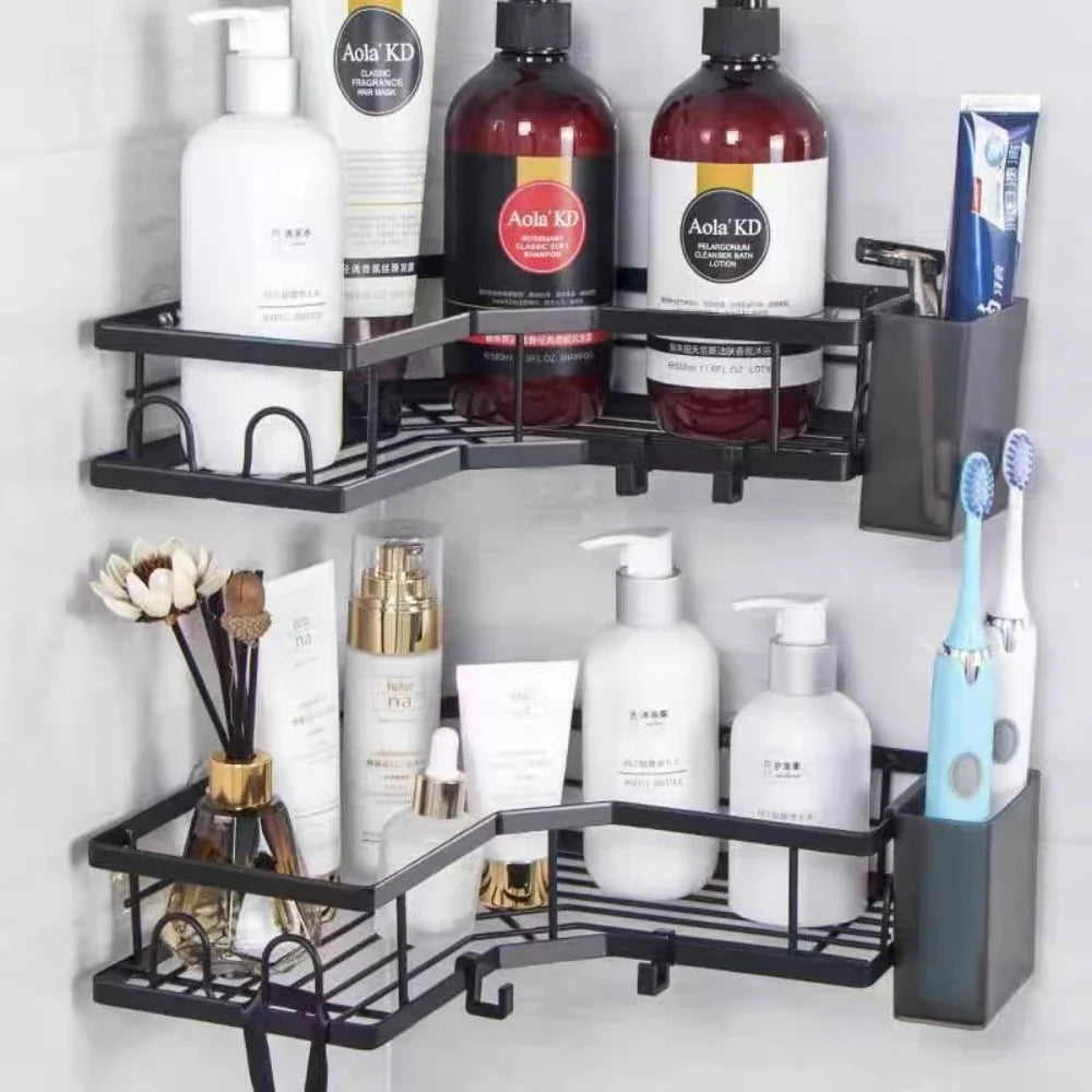 No Drilling Stainless Steel Triangle Double Layer Shelf for Bathroom Balcony Kitchen Corner Storage Space Saving Durable Design