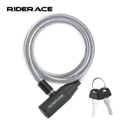 RIDERACE Bicycle Cable Lock Portable Bike Anti-theft Ring Lock High Security For Scooter Electric E-Bike Road Cycling Sliver