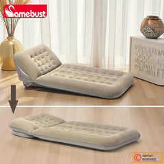 CAMEBUST Interior Air Mattress Foldable Air Mats Inflatable Sleeping Mattress Adjustable Sofa Bed Home&Outdoor use Brown/Grey