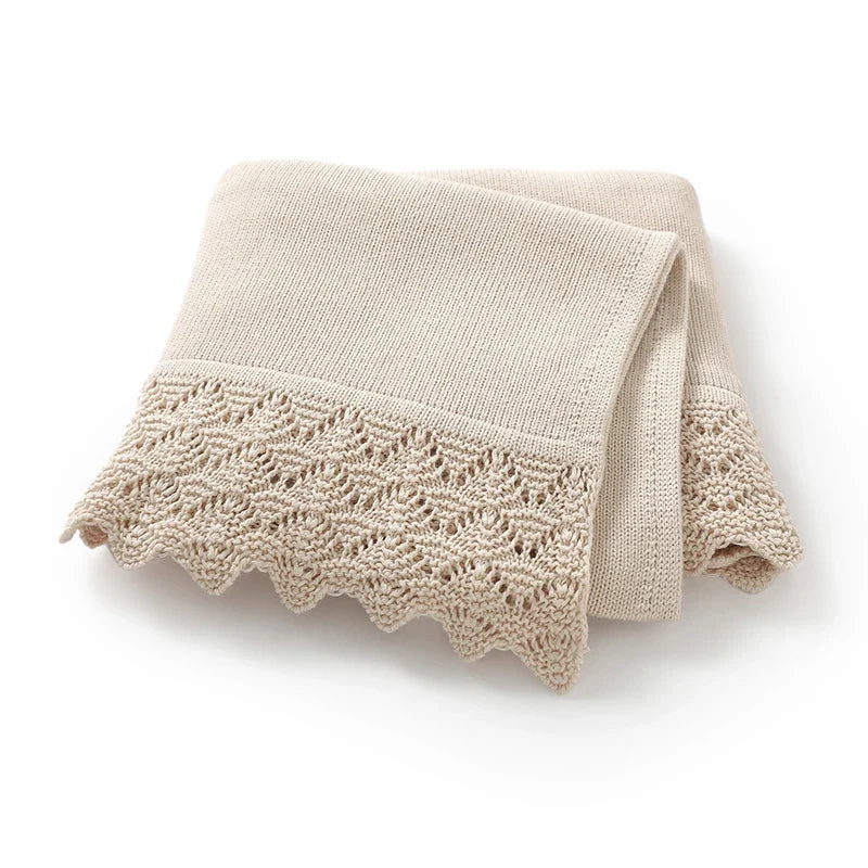 Infant Cotton Baby Blanket Knit Newborn Boy Girl Bedding Quilt Fashion Hollow Out Solid 90*70CM Toddler Swaddle Wrap Super Soft