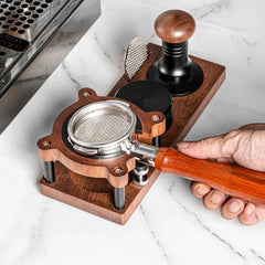 51/53/54/58mm Wood Espresso Tamper Station Stand Portafilter Holder Filter Screen Holder Espresso Tamping Storage Rack Barista