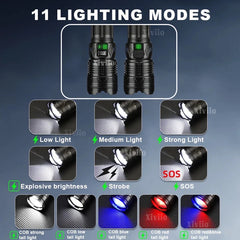 99000000LM 1500W Ultra Powerful Flashlights Rechargeable LED Tactical Torch Super Bright Lamp Outdoor Adventure Fishing Camping