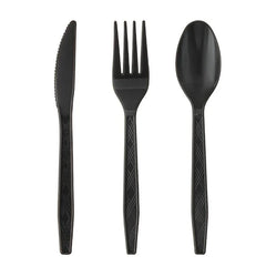Disposable Tableware Solid Black Theme Birthday Party Paper Napkins Cups Plates Tablecloths Knife Fork Spoon Party Decorations