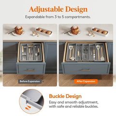 Expandable Utensil Organizer for Kitchen Drawers Large Silverware Drawer Organizer Divider Adjustable Cooking Utensil Tray