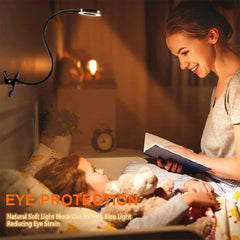 Flexible LED Vertical Lighting Desk Lamp Desktop Work Writing Lamp Bedroom Adjustable Clamping Bed Light Writing Reading Lamp