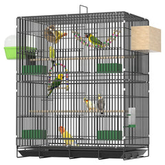 Large Parrot Bird Cage Multi Level Double Deck Luxury Spacious Removable Tray Easy Clean Indoor Outdoor Cockatiel Budgie